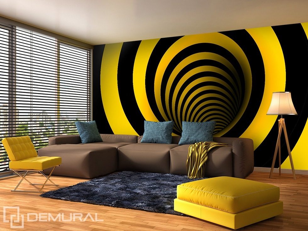 Желто-черная спираль Фотообои Оптическое увеличение Фотообои Demural